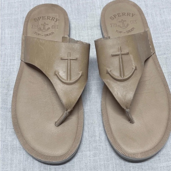 Sperry Men's Brown Anchor Flip-Flops - Picture 1 of 6
